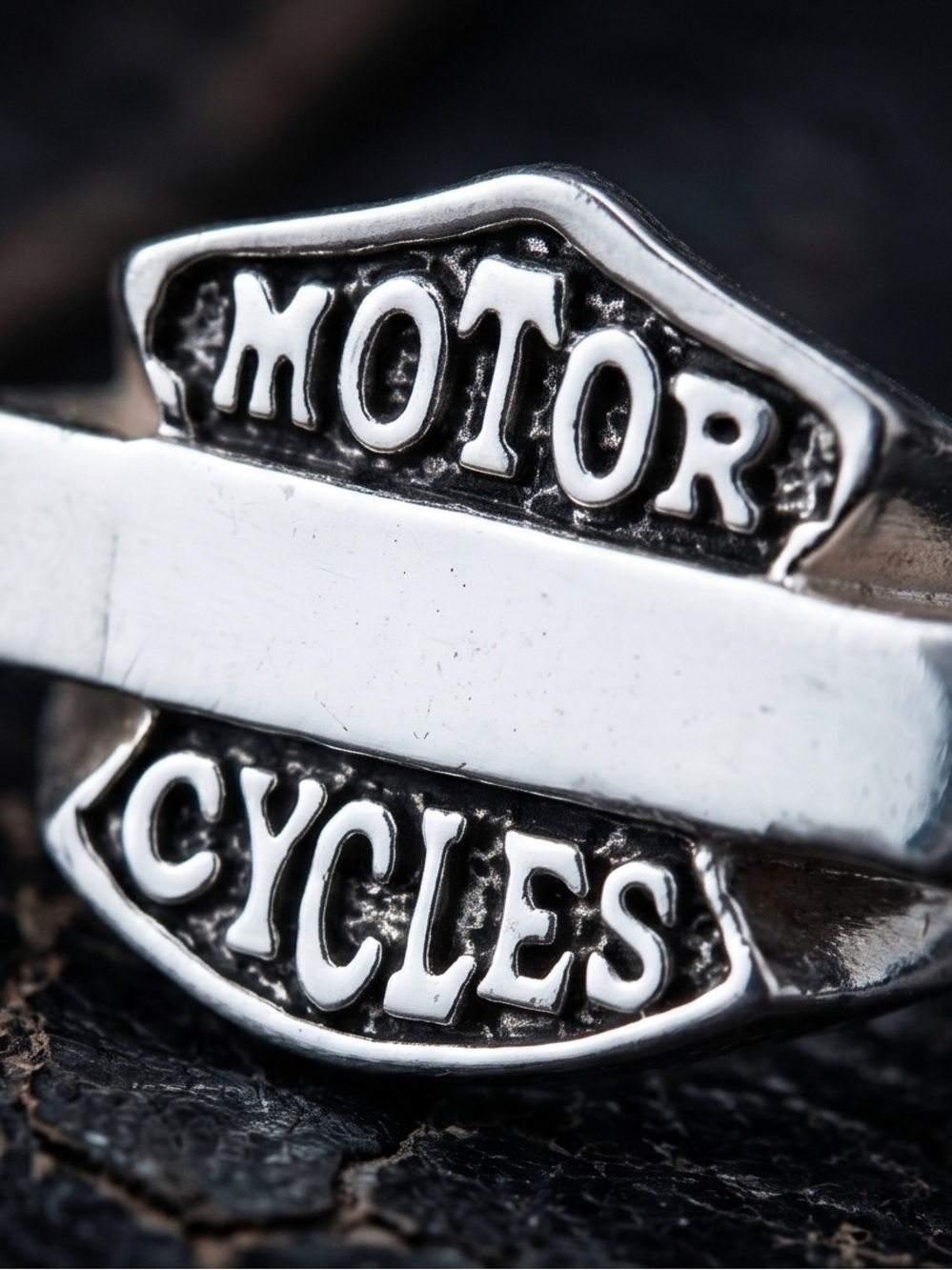 Men’s Biker “Motor Cycles” Engraved Silver Tone Ring Size 8 NWOT
